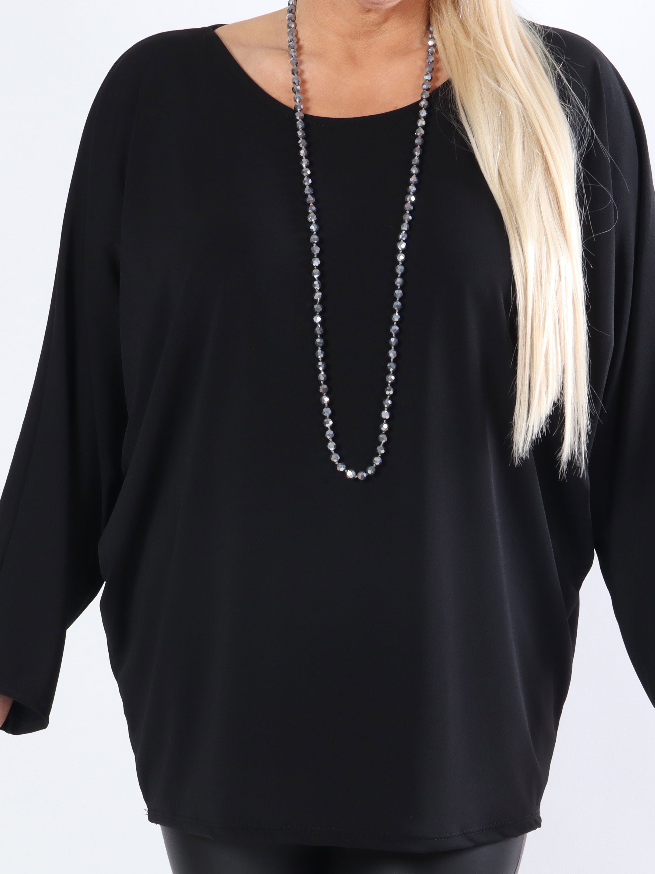 Remedios - Tunika i elastiskt tyg i stora storlekar - Black glitter